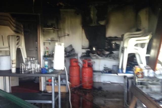The fire damaged cricket pavilion at Adwick-Le-Street Cricket Club