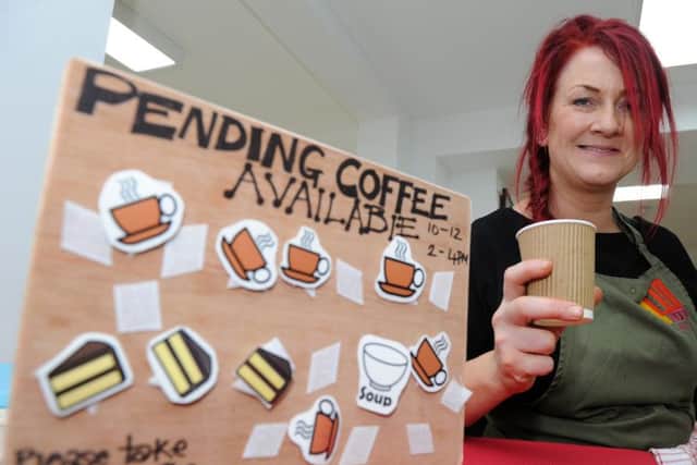 Jo Hardiman of The Tea Studio, at The Art House, Backfields, with a coffee ready to give out as part of the pending coffee scheme. Picture: Andrew Roe