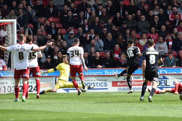 The disallowed goal. Pictures: Sport Image and Keith Turner