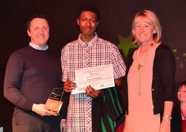 Dayne Sampson of Longley Park Sixth Form College receives his award