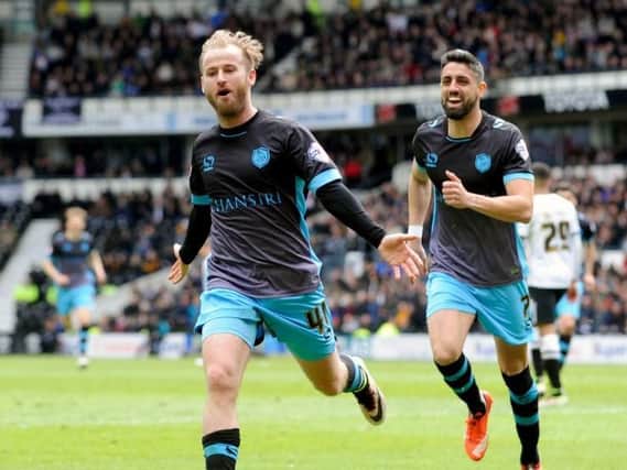 Barry Bannan celebrates his great goal against Derby County
