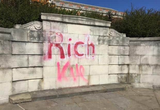 Previous vandalism on the war memorial.