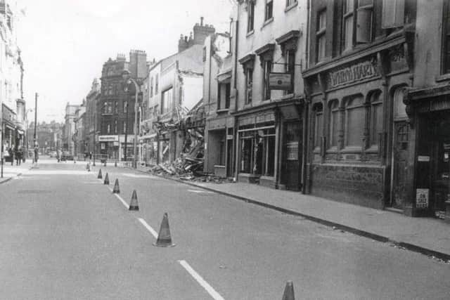 Frenchgate in the mid 1960s before the arrival of the Arndale Centre. BHS stands where the shops on the right are pictured.