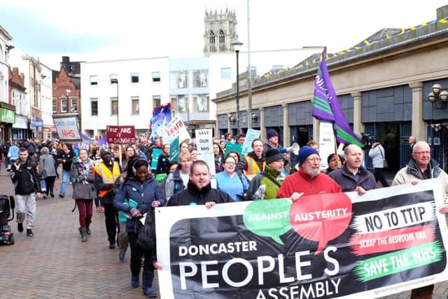 Junior doctors' rally through Doncaster town centre and market place
