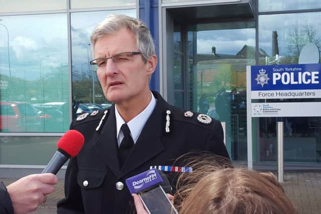 Chief Constable of South Yorkshire Police David Crompton speaks to media outside the SYP HQ in Sheffield where he said his force "unequivocally" accepts the verdict of unlawful killing and the wider findings reached by the jury in the Hillsborough inquests