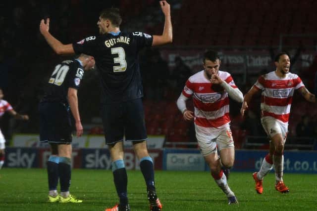 Andy Williams celebrates his dramatic late winner against Crewe earlier in the season.
