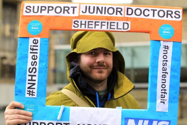 Sheffield junior doctors held a city centre rally at Barker's Pool on their second day of all-out strike action. Pictured is Luke Wheldon. Photo: Chris Etchells