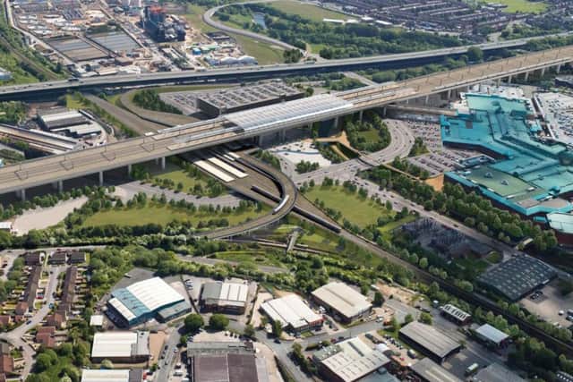 Artist's impression of how Sheffields HS2 station might look at Meadowhall