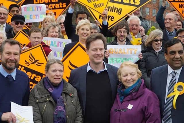 Sheffield Hallam MP Nick Clegg alongside Sheffield Lib Dem candidates