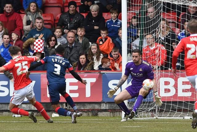 Cedric Evinas mistake allowed Callum Ainley to equalise.