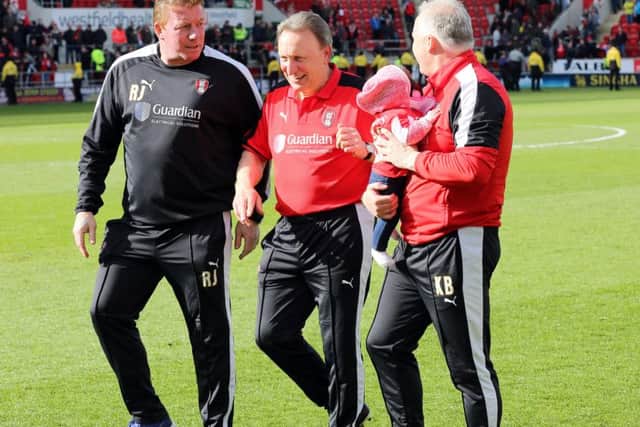 The holy trinity, Neil Warnock, Ronnie Jepson, left, and Kevin Blackwell