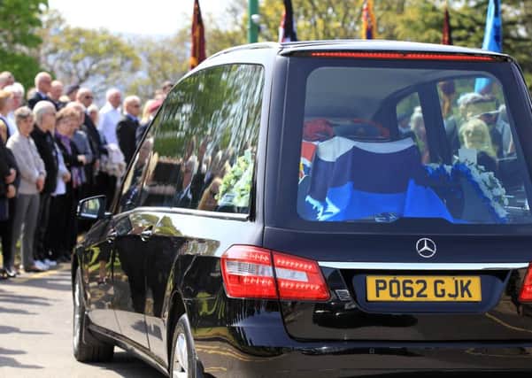 The funeral of WWII hero Bill Carline from Frecheville, Sheffield, took place at City Road Cemetery. Bill died aged 94 on Sunday, April 24 and campaigned tirelessly for a permanent war memorial in his community. Photo: Chris Etchells
