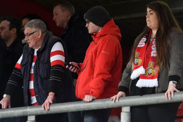Rovers fans show their disappointment after the defeat to Crewe last weekend all but relegated the club.