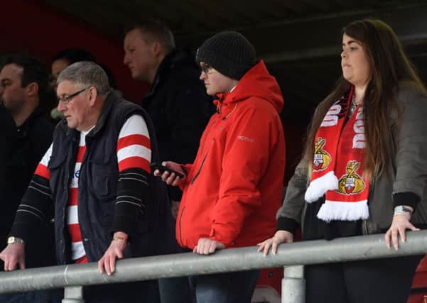 Rovers fans show their disappointment after the defeat to Crewe last weekend all but relegated the club.