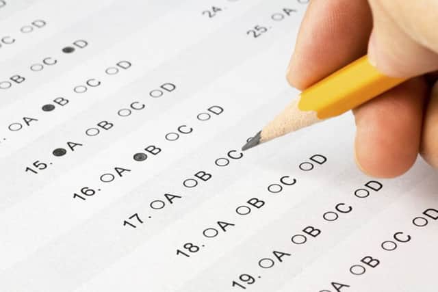 completing a multiple choice exam.