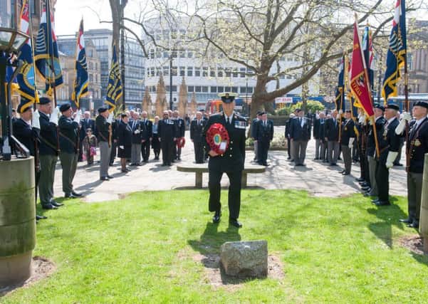 HMS Sheffield memorial service for HMS Sheffield that sank killing 20 sailors
Picture Dean Atkins