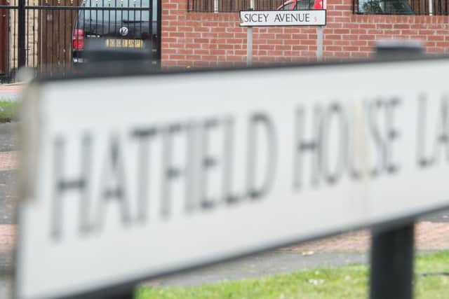 Hatfield House Lane and Sicey Avenue signs in Sheffield