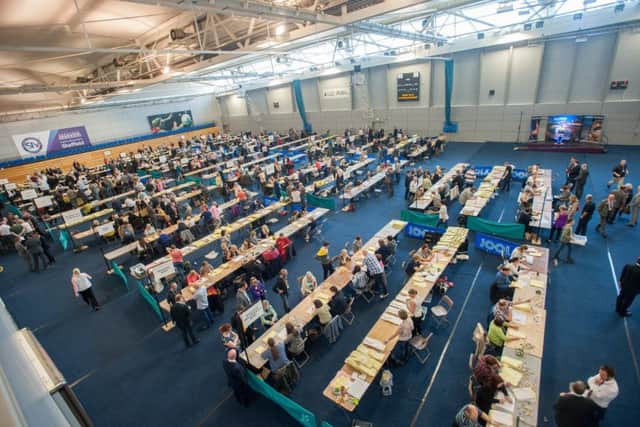 The local election count gets underway at Sheffield's English Institute of SportPicture Dean Atkins