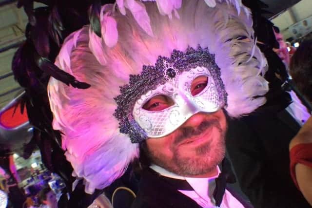 Masked reveller at Vulcan Finningley Masquerade Ball