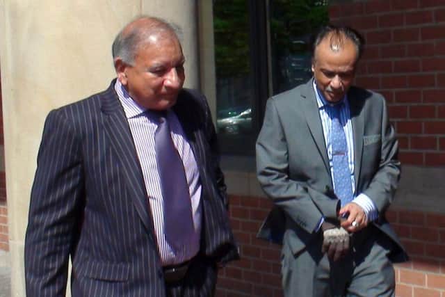 BEST QUALITY AVAILABLE
Restaurant owner Mohammed Zaman (right) leaves Teesside Crown Court, as Mohammed Khalique Zaman, 53, an  Indian restaurant owner who is going on trial today accused of the manslaughter of a customer who suffered a fatal allergic reaction to peanuts after eating a takeaway curry. PRESS ASSOCIATION Photo. Issue date: Monday May 9, 2016. Zaman, owner of the Indian Garden, in Easingwold, North Yorkshire, was charged following the death of Paul Wilson, 38, who suffered a severe anaphylactic shock at his home in Helperby, near Thirsk, in January 2014. See PA story COURTS  Takeaway. Photo credit should read: Tom Wilkinson/PA Wire