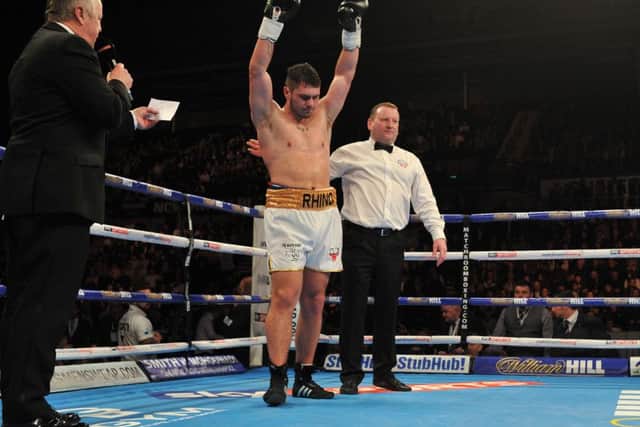 David Allen celebrates at Sheffield Arena