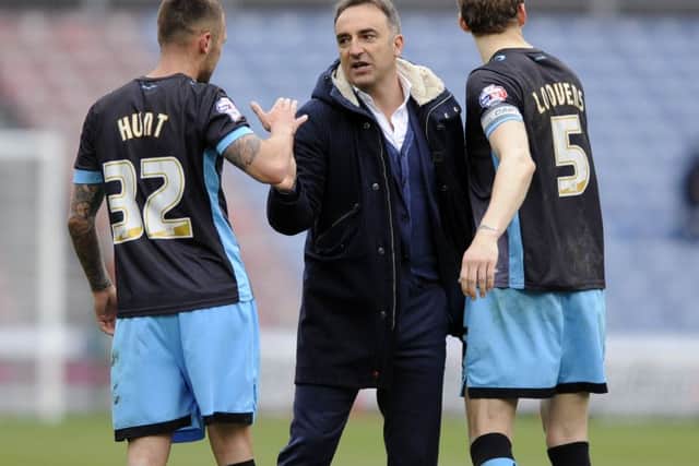 Carlos Carvalhal thanks his players at the final whistle
