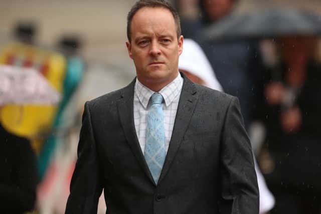 Matthew Lucas arrives at court today May 10 2016. Five men, including three current or former police officers and two current or former pilots, have appeared at Sheffield Magistrates Court following an investigation into the misuse of the camera on a police helicopter. See Ross Parry copy RPYCHOPPER