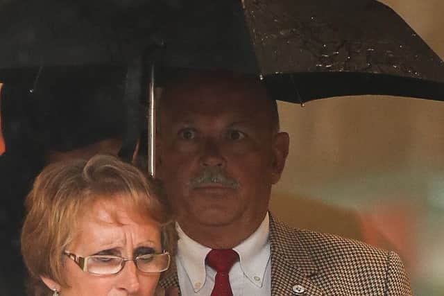 Captain Malcolm Reeves leaves Sheffield crown court today May 10 2016. Five men, including three current or former police officers and two current or former pilots, have appeared at Sheffield Magistrates Court following an investigation into the misuse of the camera on a police helicopter.