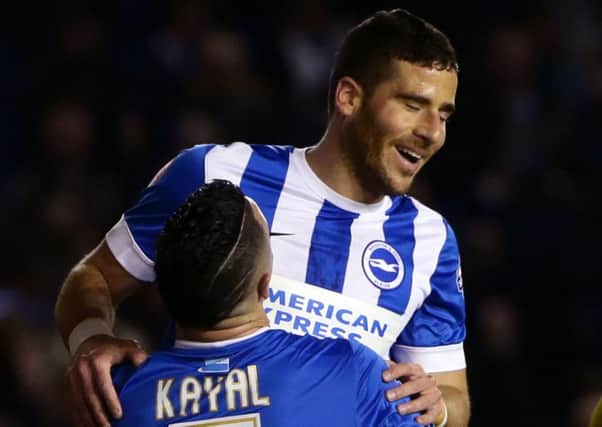 Brighton and Hove Albion's Tomer Hemed (right)