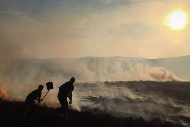 Gamekeepers spent the night tackling the fire. Picture by George Smallwood.