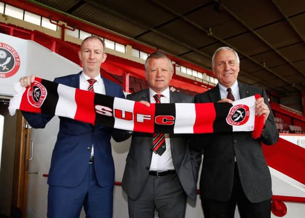 Alan Knill assistant manager, Chris Wilder the new manager of Sheffield Utd and Kevin McCabe co-owner