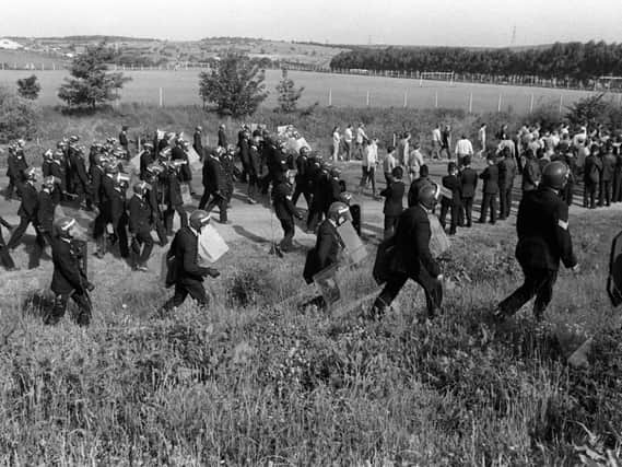 Miners and police officers at Orgreave during the miners' strike of 1984