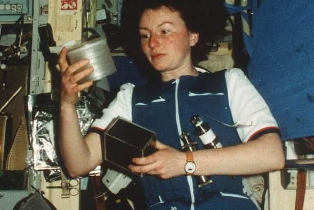 Helen aboard the Mir space station.