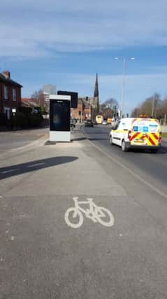 Cyclists have hit out after an electronic advertising board was erected in the middle of a Sheffield bike lane