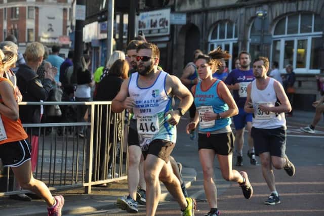 Richard Smith running 2015s Doncaster town centre 5K road race.