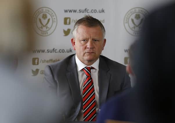 Chris Wilder the new manager during the Press conference at Bramall Lane Sheffield. Simon Bellis/Sportimage