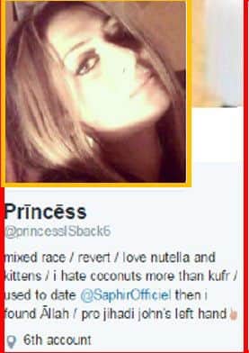 One of the IS-supporting Twitter accounts set up by Zafreen Khadam