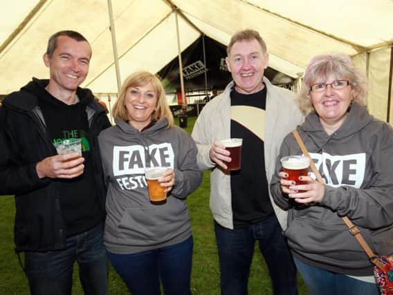 Sheffield Fake Festival at Endcliffe Park. Pictured are John and Cathy Miles, and Gary and Colette Blunkett.