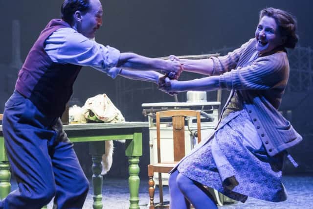 Mark Meadows as Albert Harris and Clare Burt as Ada Harris in Flowers for Mrs Harris, Crucible Theatre. Credit: Johan Persson/