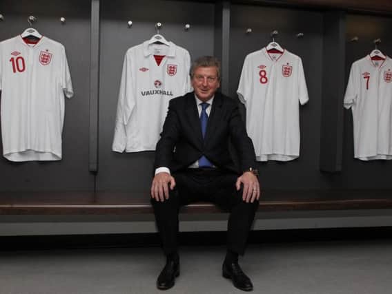 England boss Roy Hodgson in the west dressing room, which will be used by Sheffield Wednesday this weekend.