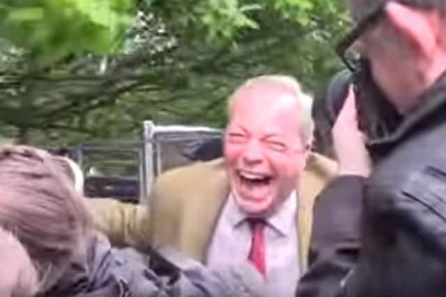 Nigel Farage after his close encounter with a tree in Sheffield. (Photo: PA).
