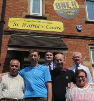 St Wilfrid's Centre for the homeless, vulnerable and socially-excluded. Centre users with charity director Kevin Bradley, second right.