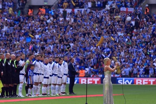 Sheffield Wednesday players line up ahead of the Play-Off Final at Wembley
