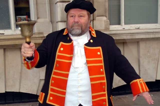 Doncaster Crier Henry Cryer delivers his proclomation at Clock Corner.  Picture: Malcolm Billingham