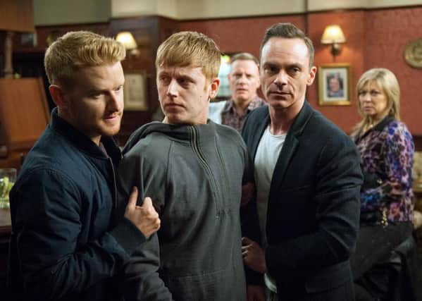 Richard Crehan, 27, of Scawthorpe, Doncaster, (centre), who is appearing as Lee Mayhew in Coronation Street.
