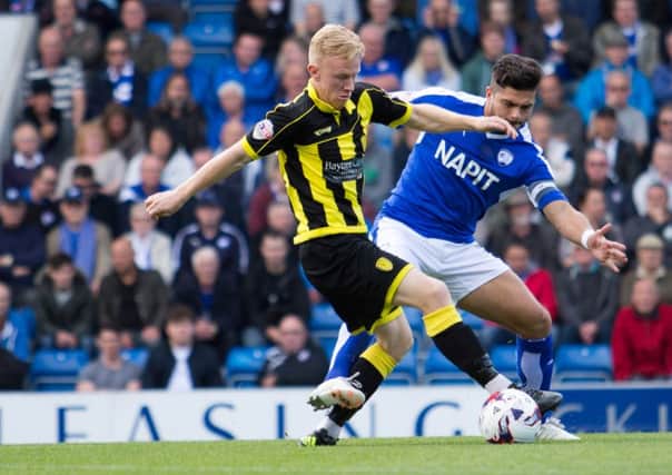 Chesterfield vs Burton Albion - Sam Morsy battles with Mark Duffy - Pic By James Williamson