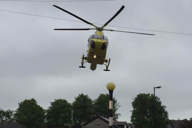 An air ambulance landed in Sheffield