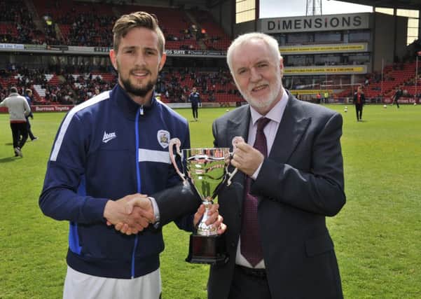 Conor Hourihane with Barnsley FC owner Patrick Cryne.