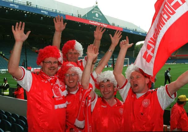 Danish fans at Hillsborough during Euro 96