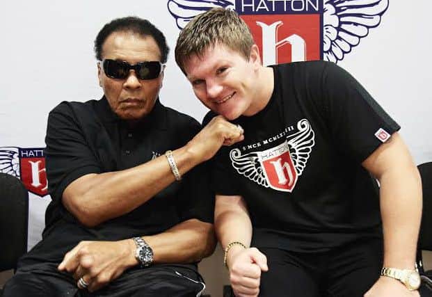 Former British world champion Ricky Hatton with Muhammad Ali